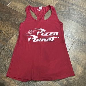Like-new DISNEY Pizza Planet razorback tank